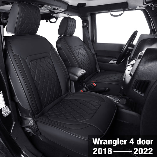 Jeep Wrangler JK JL Front Seat Covers Custom Fit 2/4 Door 2007-2024 Unlimited Rubicon 392 Sahara Willys Sport High Altitude Truck Pickup Waterproof Leather